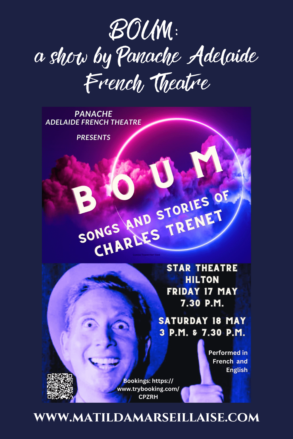 Boum, a show about the life and music of Charles Trenet will be in Adelaide next weekend